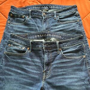 Two pair of men’s Skinny American Eagle jeans Dark wash .
